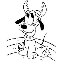 Baby Pluto wearing reindeer antlers coloring page