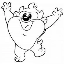 Baby Taz raising both arms in the air coloring page
