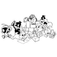 Baby Looney Tunes playing together coloring page