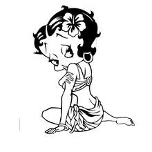 Betty Boop sitting with a flower in her hair coloring page
