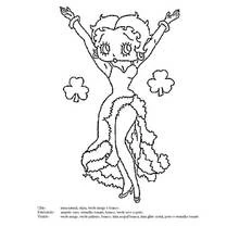 Betty Boop dancing with raised arms coloring page