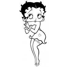 Betty Boop posing with hand near chin coloring page
