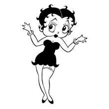 Betty Boop with hands raised coloring page