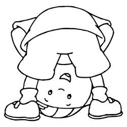 Caillou bending over playfully coloring page