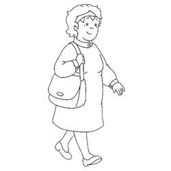 Caillou's mother walking with her bag coloring page