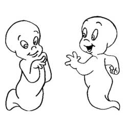 Casper and a friendly ghost chatting coloring page