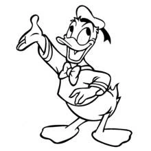 Donald Duck waving with hat and bow tie coloring page
