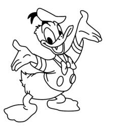 Donald Duck waving with both arms raised coloring page