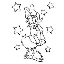 Daisy Duck surrounded by stars coloring page