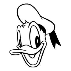 Donald Duck smiling face close-up coloring page