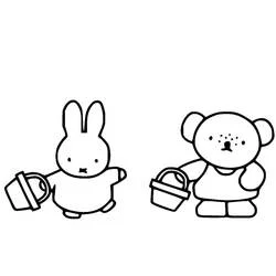 Miffy and Barbara carrying baskets coloring page