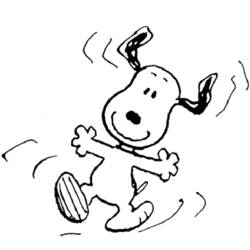 Snoopy dancing happily coloring page