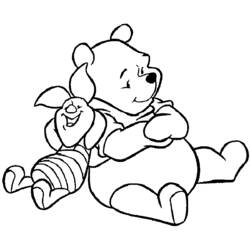 Winnie the Pooh sitting with Piglet coloring page