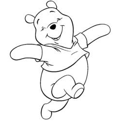 Winnie the Pooh jumping happily coloring page