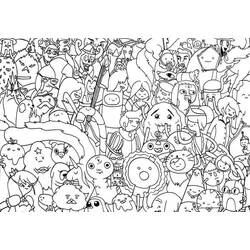 Adventure Time characters gathered together coloring page