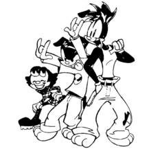 Animaniacs trio striking a pose coloring page