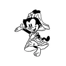 Dot posing playfully in a big bonnet coloring page