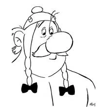 Obelix portrait with braided hair and bow ties coloring page
