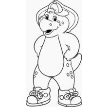 Barney wearing a cap and sneakers coloring page