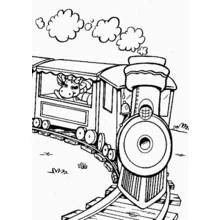 Baby Bop riding a train coloring page