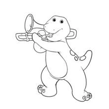 Barney playing the trombone coloring page