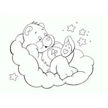 Care Bear sleeping on a cloud coloring page