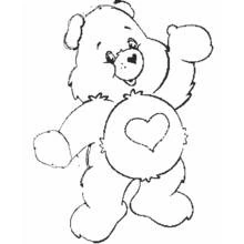Care Bear waving with a heart belly badge coloring page