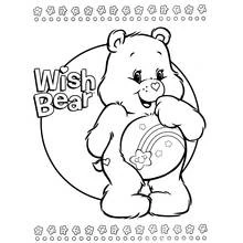 Wish Bear standing with shooting star belly badge coloring page