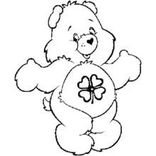 Care Bears bear with a clover belly badge coloring page
