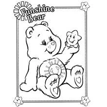 Funshine Bear playing with a little star coloring page