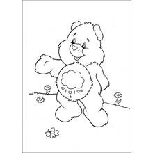 Care Bear walking with cloud belly badge coloring page