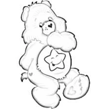 Care Bear walking with a smiling star badge coloring page