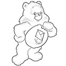Care Bear holding a kite belly badge coloring page