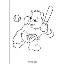 Care Bear playing baseball coloring page