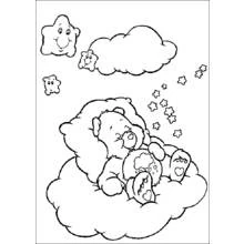 Care Bear sleeping on a fluffy cloud coloring page