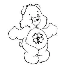 Care Bear with a four-leaf clover belly badge coloring page