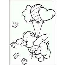 Care Bear flying with balloons coloring page