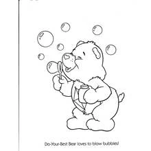 Care Bear blowing bubbles coloring page