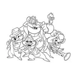 Chip and Dale with their friends coloring page