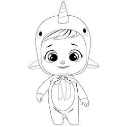 Narwhal Narvie standing with a big smile coloring page