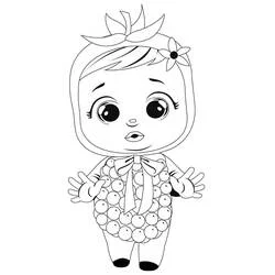 Raspberry standing with a berry-shaped outfit coloring page