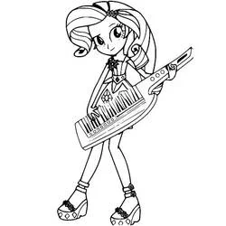 Rarity playing a keytar coloring page