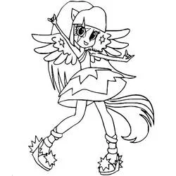 Twilight Sparkle dancing with wings spread coloring page