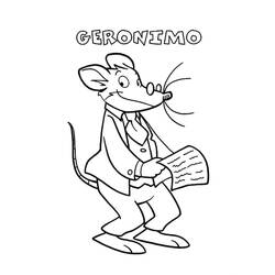 Geronimo Stilton holding a newspaper coloring page