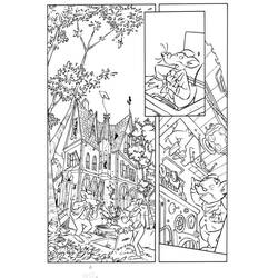 Geronimo Stilton exploring a haunted mansion coloring page