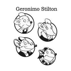Geronimo Stilton and friends in portrait circles coloring page
