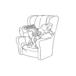 Geronimo Stilton reading in an armchair coloring page