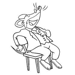 Geronimo Stilton laughing on a chair coloring page