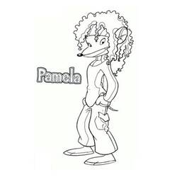 Pamela with curly hair and casual outfit coloring page
