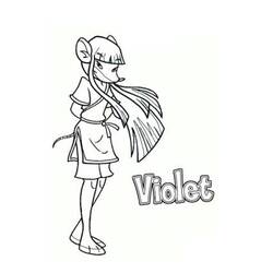 Violet standing with flowing hair coloring page